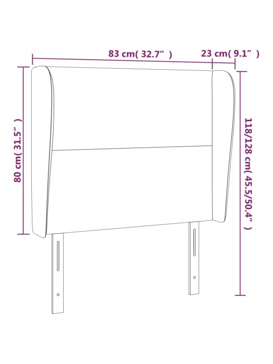 Čelo postele typu ušák taupe 83 x 23 x 118/128 cm textil