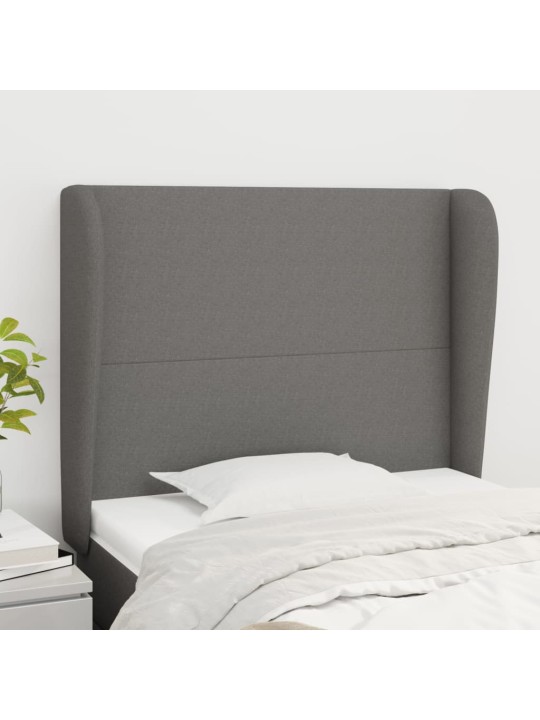 Čelo postele typu ušák tmavě šedé 93x23x118/128 cm textil