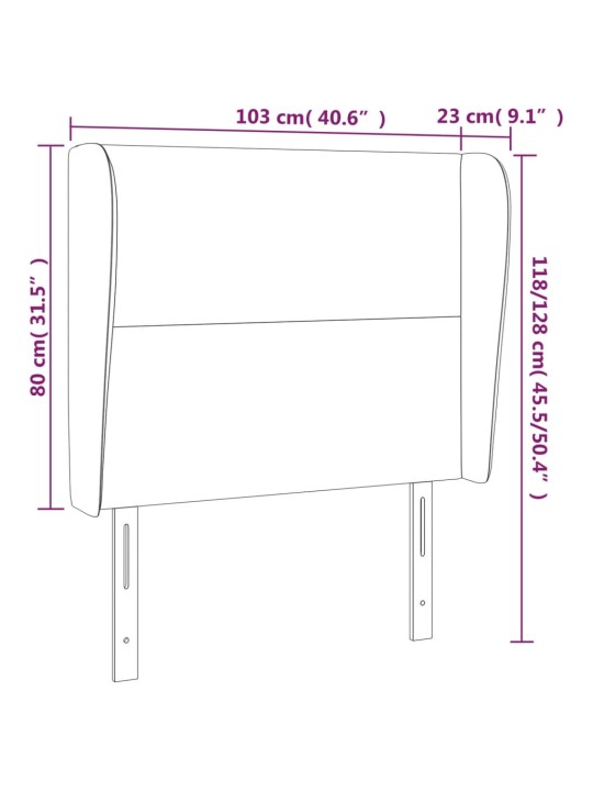Čelo postele typu ušák tmavě hnědé 103x23x118/128 cm textil