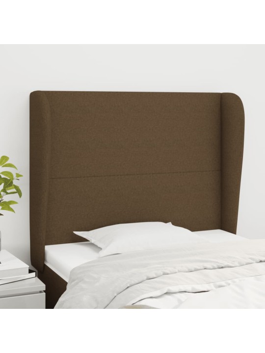 Čelo postele typu ušák tmavě hnědé 103x23x118/128 cm textil