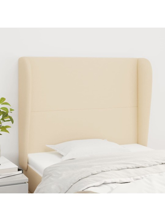 Čelo postele typu ušák krémové 103x23x118/128 cm textil