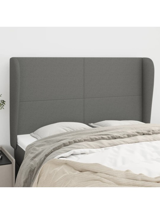 Čelo postele typu ušák tmavě šedé 147x23x118/128 cm textil