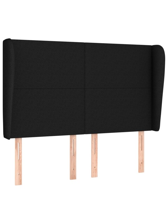 Čelo postele typu ušák černé 147x23x118/128 cm textil