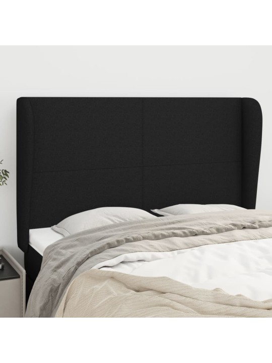 Čelo postele typu ušák černé 147x23x118/128 cm textil