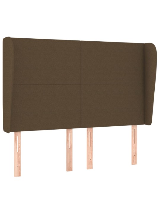 Čelo postele typu ušák tmavě hnědé 147x23x118/128 cm textil