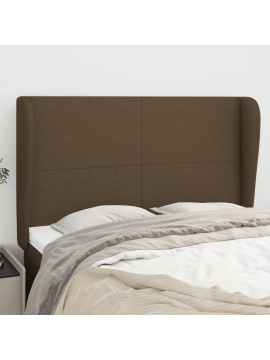 Čelo postele typu ušák tmavě hnědé 147x23x118/128 cm textil