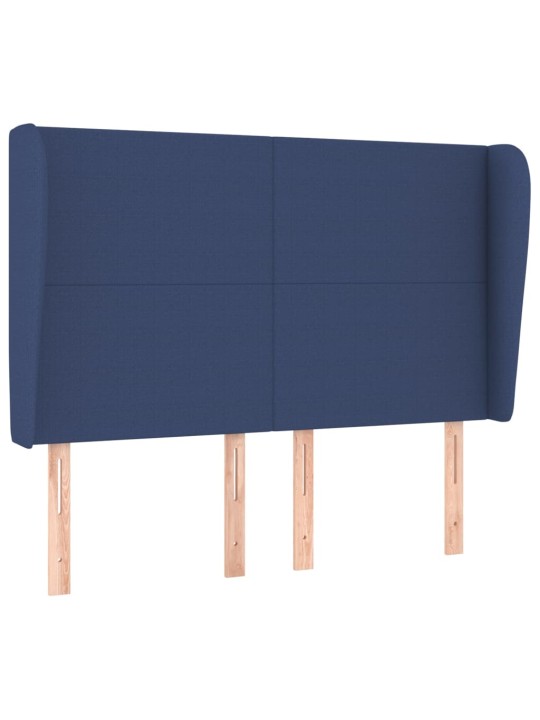 Čelo postele typu ušák modré 147x23x118/128 cm textil