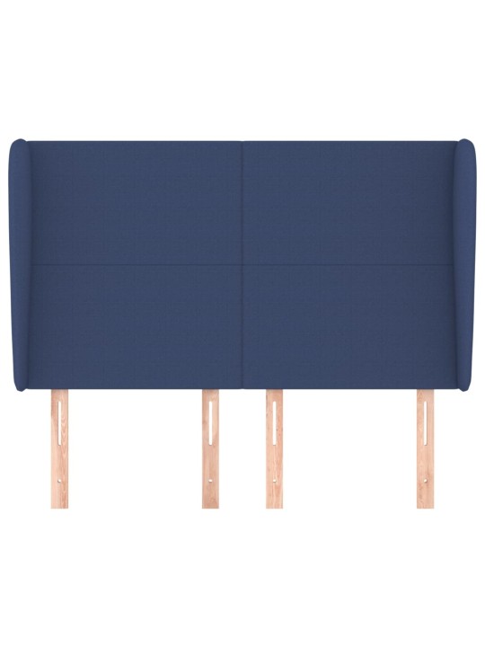 Čelo postele typu ušák modré 147x23x118/128 cm textil