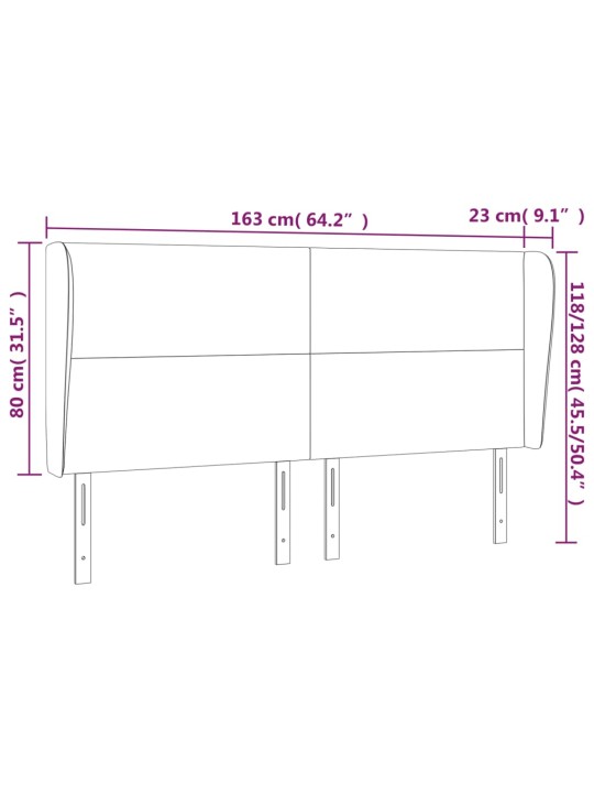 Čelo postele typu ušák tmavě šedé 163x23x118/128 cm textil