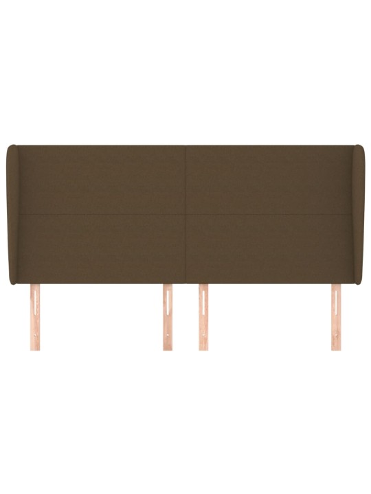 Čelo postele typu ušák tmavě hnědé 163x23x118/128 cm textil
