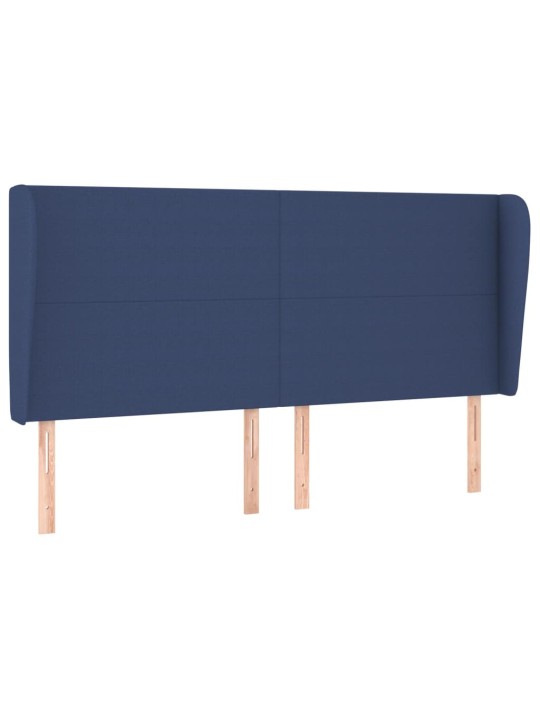 Čelo postele typu ušák modré 183x23x118/128 cm textil