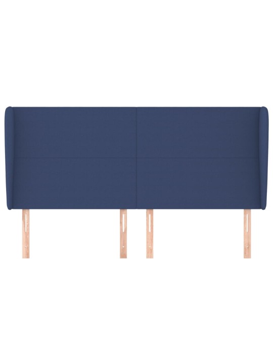 Čelo postele typu ušák modré 183x23x118/128 cm textil