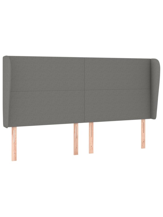 Čelo postele typu ušák tmavě šedé 203x23x118/128 cm textil