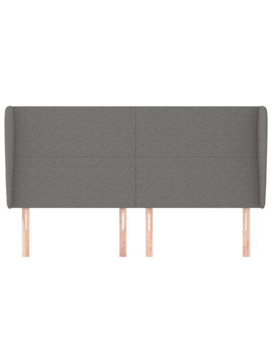 Čelo postele typu ušák tmavě šedé 203x23x118/128 cm textil