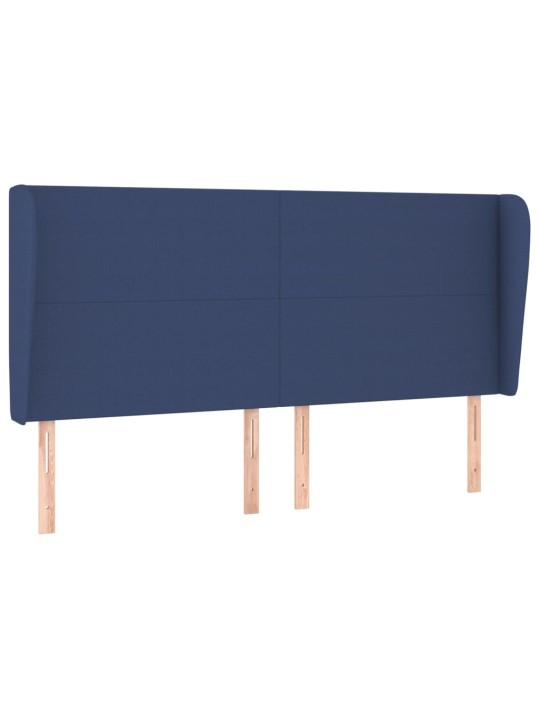 Čelo postele typu ušák modré 203x23x118/128 cm textil