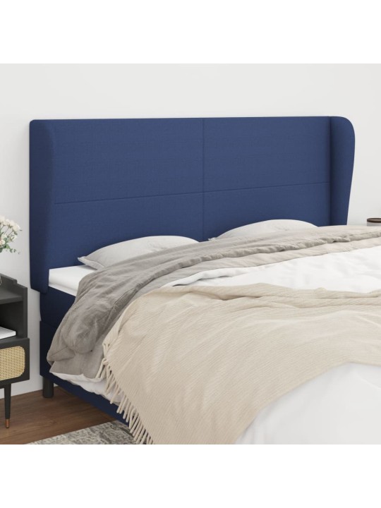 Čelo postele typu ušák modré 203x23x118/128 cm textil