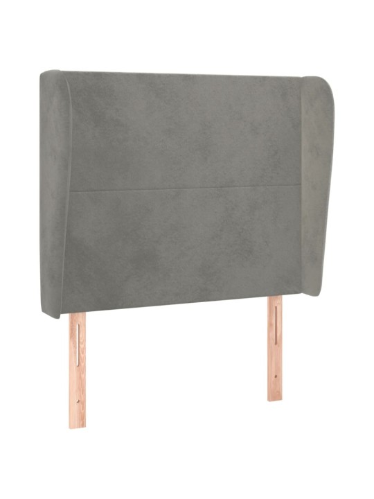 Čelo postele typu ušák světle šedé 83 x 23 x 118/128 cm samet