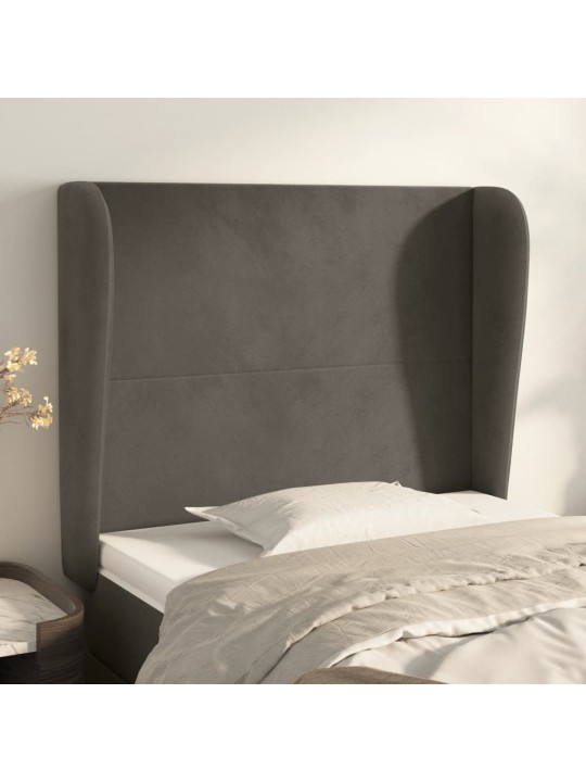 Čelo postele typu ušák tmavě šedé 83 x 23 x 118/128 cm samet