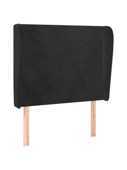 Čelo postele typu ušák černé 83 x 23 x 118/128 cm samet