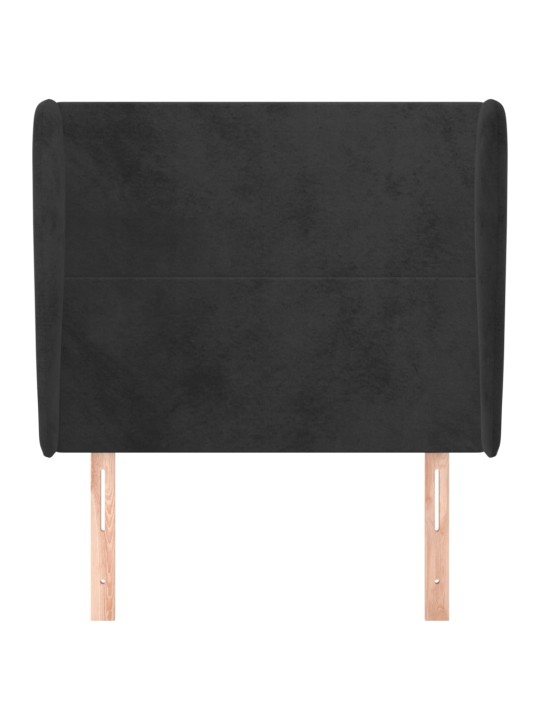 Čelo postele typu ušák černé 83 x 23 x 118/128 cm samet