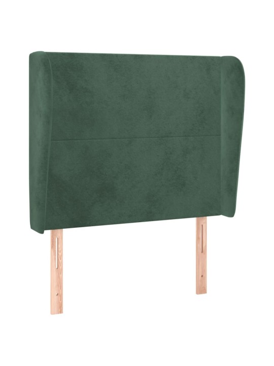 Čelo postele typu ušák tmavě zelené 83 x 23 x 118/128 cm samet