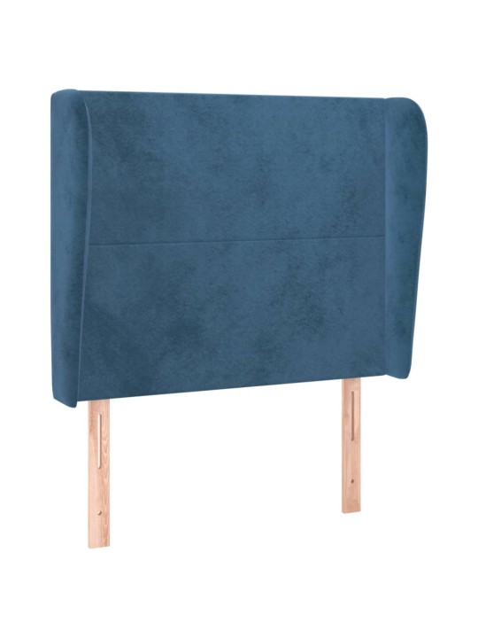 Čelo postele typu ušák tmavě modré 83 x 23 x 118/128 cm samet