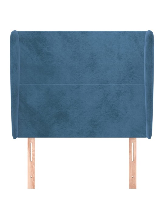 Čelo postele typu ušák tmavě modré 83 x 23 x 118/128 cm samet