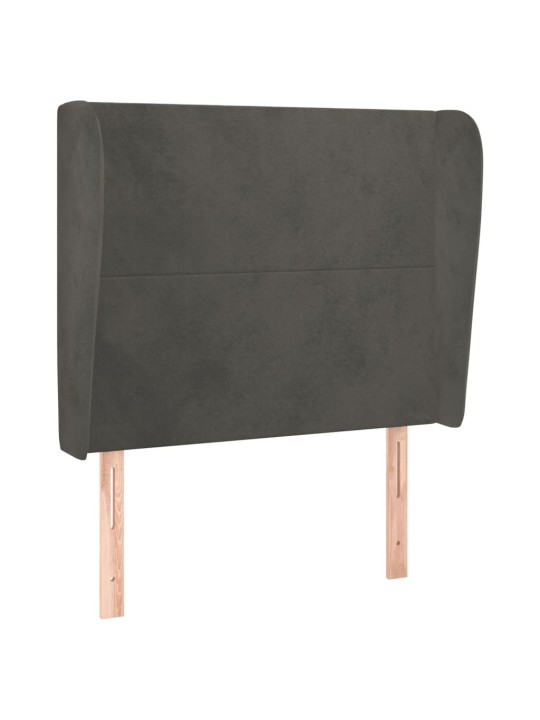 Čelo postele typu ušák tmavě šedé 93x23x118/128 cm samet