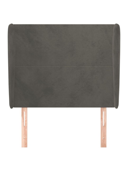 Čelo postele typu ušák tmavě šedé 93x23x118/128 cm samet