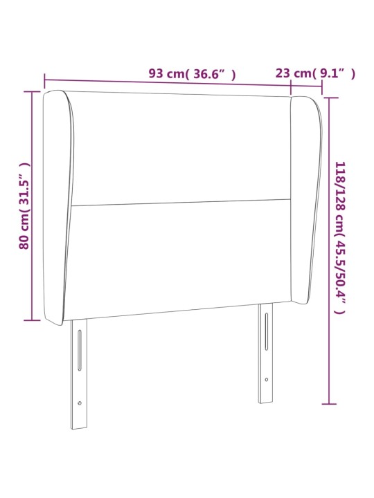 Čelo postele typu ušák tmavě šedé 93x23x118/128 cm samet