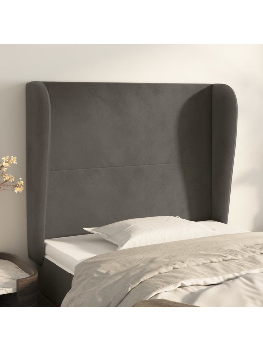 Čelo postele typu ušák tmavě šedé 93x23x118/128 cm samet