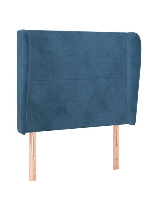 Čelo postele typu ušák tmavě modrá 93x23x118/128 cm samet