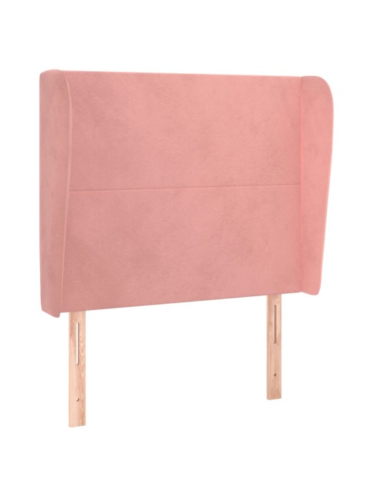 Čelo postele typu ušák růžové 93 x 23 x 118/128 cm samet