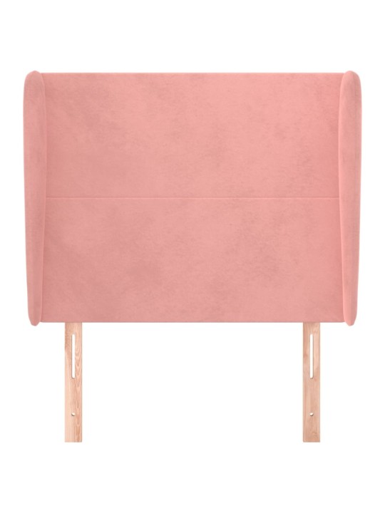Čelo postele typu ušák růžové 93 x 23 x 118/128 cm samet