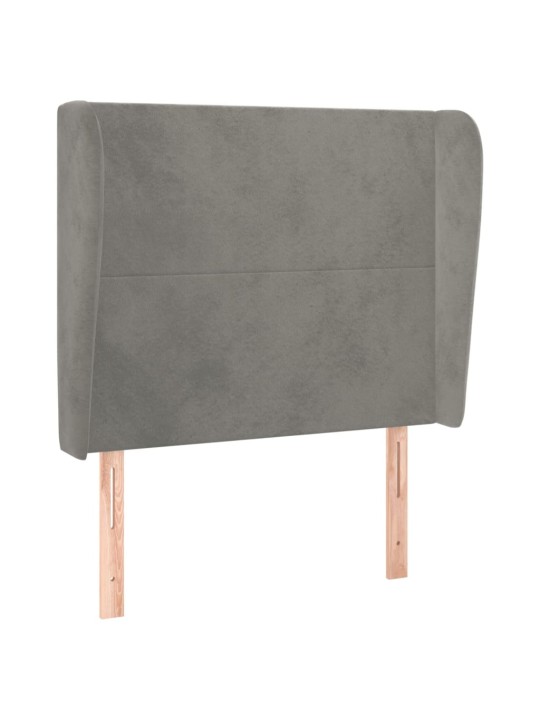 Čelo postele typu ušák světle šedé 103x23x118/128 cm samet