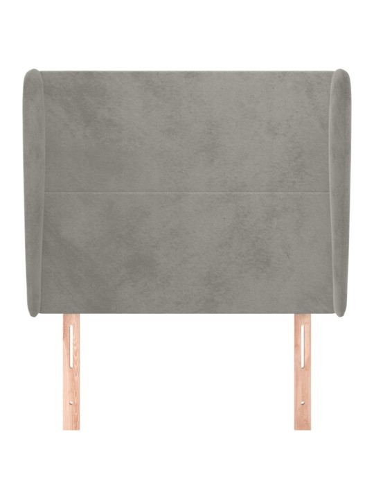 Čelo postele typu ušák světle šedé 103x23x118/128 cm samet