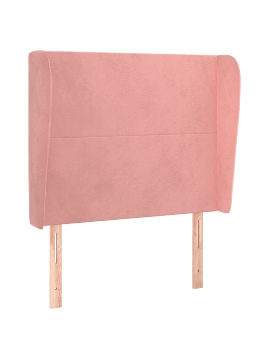 Čelo postele typu ušák růžové 83 x 23 x 118/128 cm samet