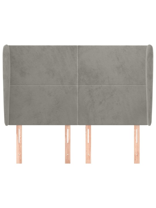 Čelo postele typu ušák světle šedé 147x23x118/128 cm samet