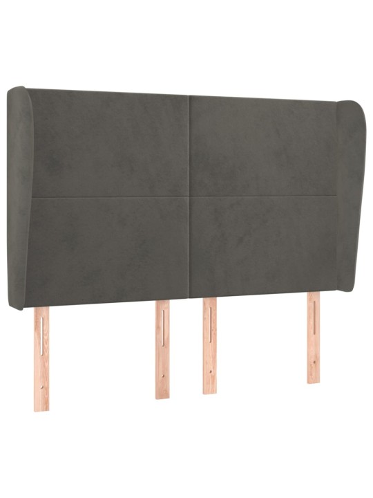 Čelo postele typu ušák tmavě šedé 147x23x118/128 cm samet