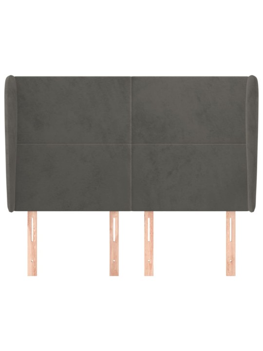 Čelo postele typu ušák tmavě šedé 147x23x118/128 cm samet