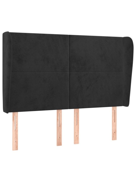 Čelo postele typu ušák černé 147x23x118/128 cm samet
