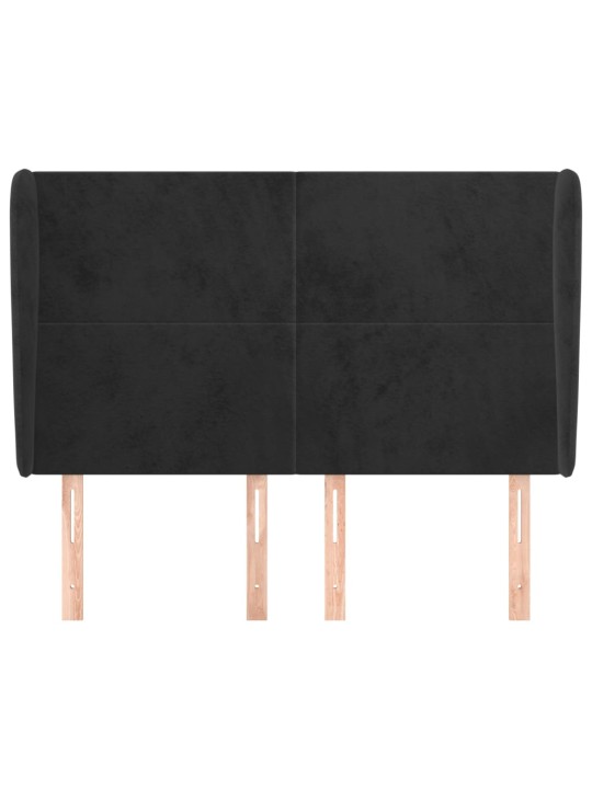 Čelo postele typu ušák černé 147x23x118/128 cm samet
