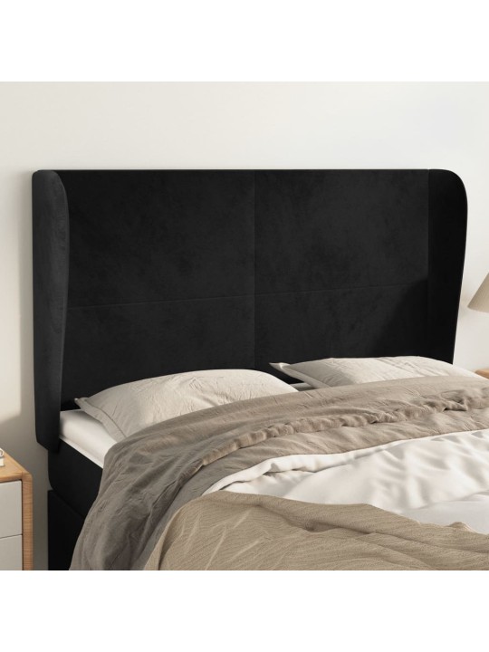 Čelo postele typu ušák černé 147x23x118/128 cm samet