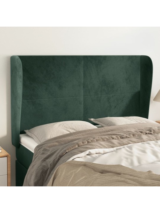 Čelo postele typu ušák tmavě šedé 147x23x118/128 cm samet