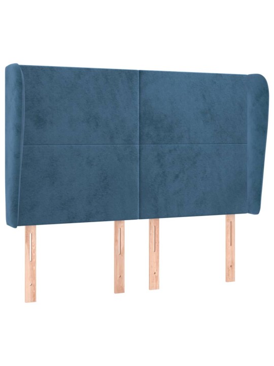 Čelo postele typu ušák tmavě modrá 147x23x118/128 cm samet