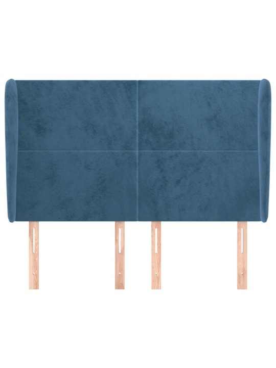 Čelo postele typu ušák tmavě modrá 147x23x118/128 cm samet