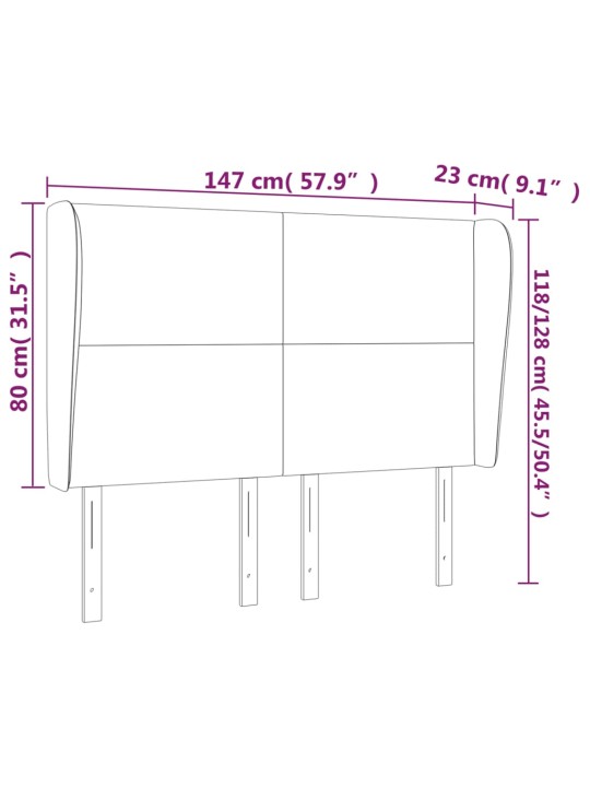 Čelo postele typu ušák tmavě modrá 147x23x118/128 cm samet