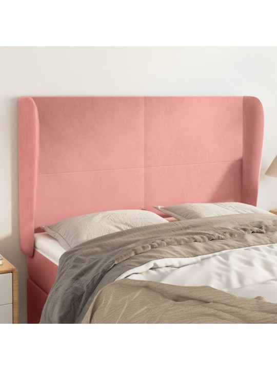 Čelo postele typu ušák růžové 147x23x118/128 cm samet