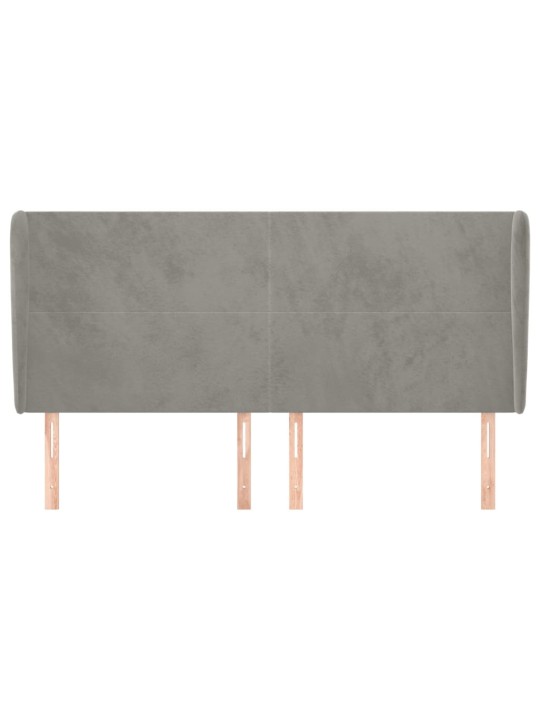 Čelo postele typu ušák světle šedé 163x23x118/128 cm samet