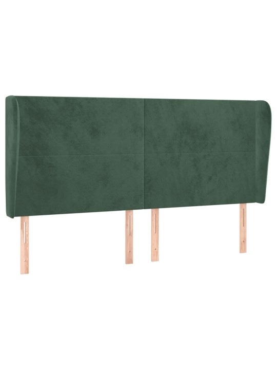 Čelo postele typu ušák tmavě zelená 163x23x118/128 cm samet
